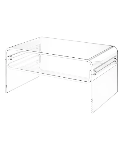 Slickblue Modern Acrylic Coffee Table with Storage Shelf and Rectangle Top