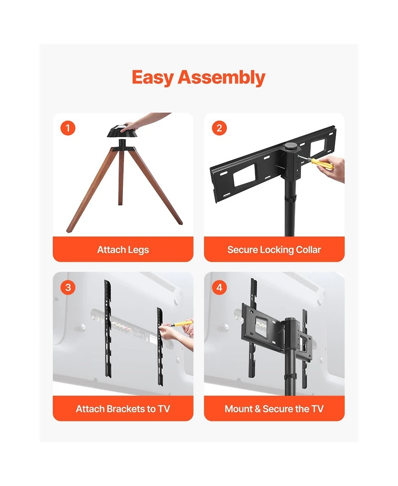 Sugift Tripod Easel Floor Tv Stand for 40 to 65 Inch Screens with 18 Degree Swivel and 99 Pound Capacity