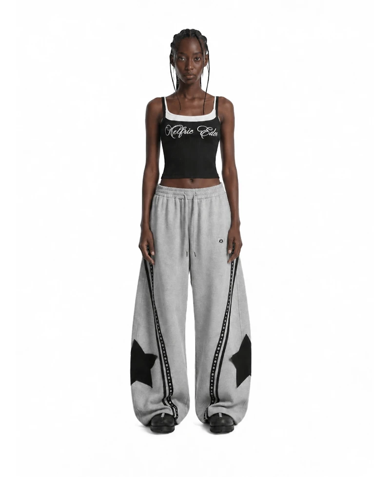 Aelfric Eden Women's Baggy Barrel High-Rise Star-Stud Sweatpants