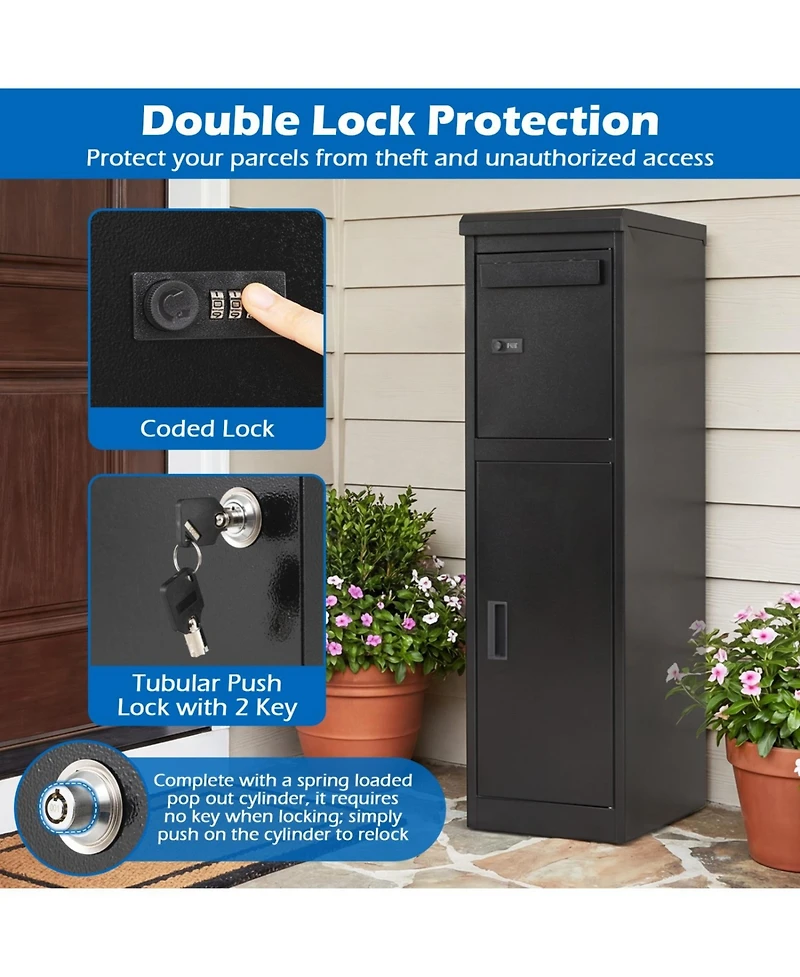 Mecale Dual Compartment Package Delivery Box with Coded Lock