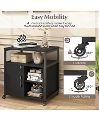 Mecale File Cabinet on Wheels with Charging Station and Cable Management Hole