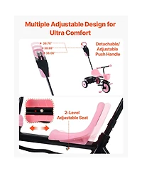 Sevorley Toddler 2-in-1 Convertible Tricycle with Parent Push Handle, 55 lb. Capacity, Ages 1.5+