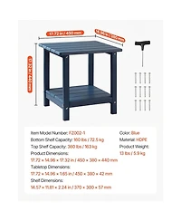 Sugift Double Layer Hdpe Outdoor Side Table with 360 Pound Top Shelf Capacity