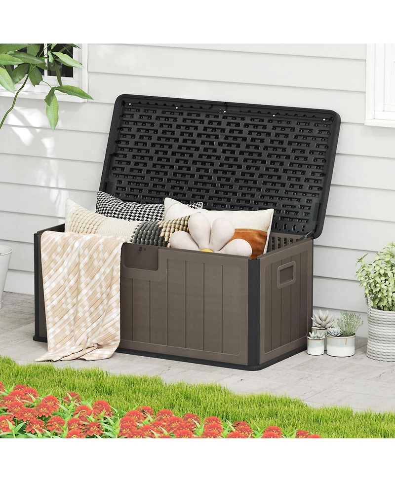 Mecale 100-Gallon Deck Box Bench, 440-lb Seating Capacity, Lockable Lid