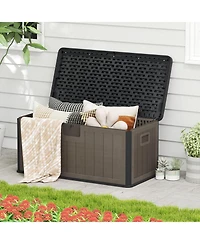 Mecale 100-Gallon Deck Box Bench, 440-lb Seating Capacity, Lockable Lid
