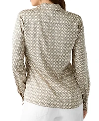 Guess Women's Concetta Satin Wrap Collared V-Neck Long-Sleeve Blouse