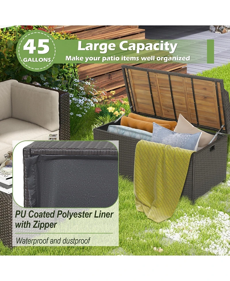 Mecale 45-Gallon Storage Bench with Acacia Lid, Holds 795 lbs