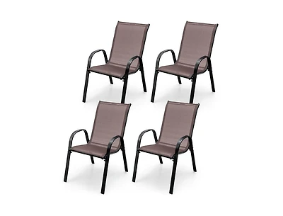Lucky One Set of 4 Stackable Patio Dining Chairs with Armrests and Breathable Fabric