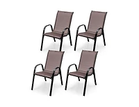 Lucky One Set of 4 Stackable Patio Dining Chairs with Armrests and Breathable Fabric