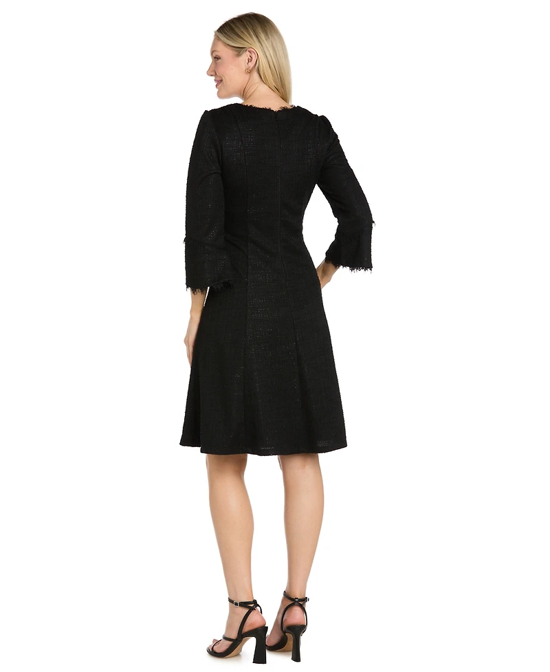 R & M Richards Women's Sophia Christina Bell-Sleeve Tweed Fit Flare Dress