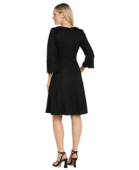 R & M Richards Women's Sophia Christina Bell-Sleeve Tweed Fit Flare Dress