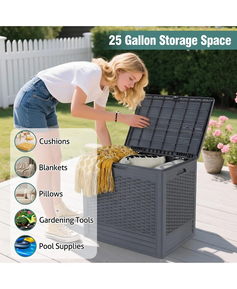 Mecale 25-Gallon Rattan-Look Deck Box for Package Drops and Patio Gear