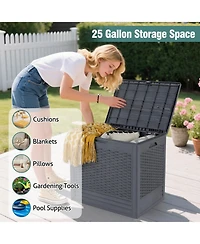 Mecale 25-Gallon Rattan-Look Deck Box for Package Drops and Patio Gear