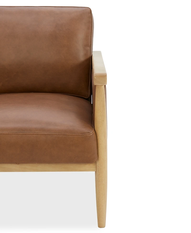 Camelle Tapered Wood Legs Leather Accent Chair, Macy's Exclusive