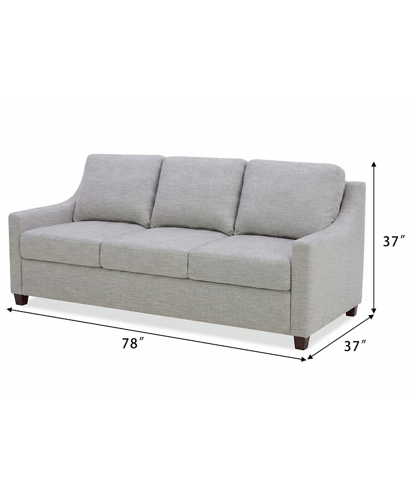 Lorrana 3-Seat Curved Arms Fabric Reversible Back Cushion Sofa, Macy's Exclusive