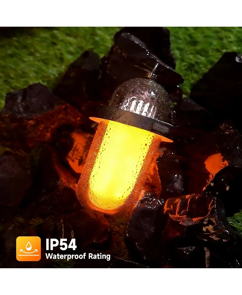 Aronkl Rechargeable Led Camping Lantern Flickering Flame IP54 Waterproof Outdoor Light
