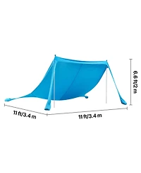 Sugift 11 x 11 Ft Upf 50+ Pop Up Beach Canopy Sun Shelter for 6 to 8 People 6.6 Ft Peak Height
