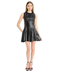 Donna Morgan Women's Faux Leather Sleeveless Fit & Flare Mini Dress