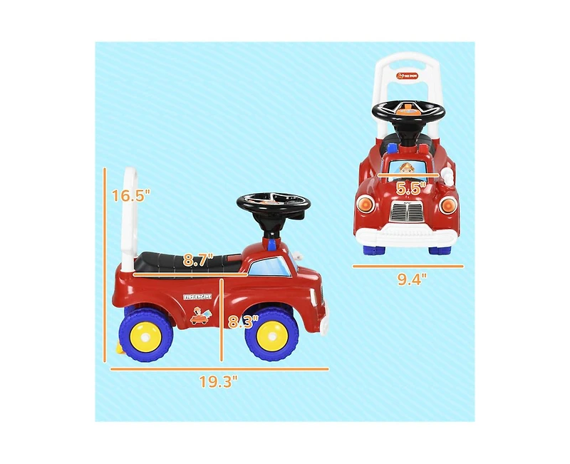 Yobtop Toddler Ride on Toy - Baby Ride on Fire Truck, Music, Horn, Under Seat Storage, Foot to Floor Car, for Kids 18-36 Months
