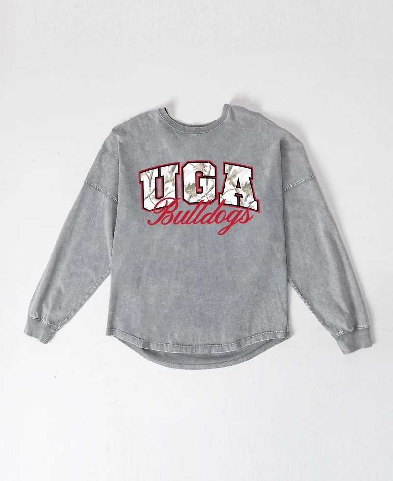 Gameday Couture Women's Georgia Bulldogs Dropped-Shoulder Snow-Washed Long-Sleeve T-Shirt