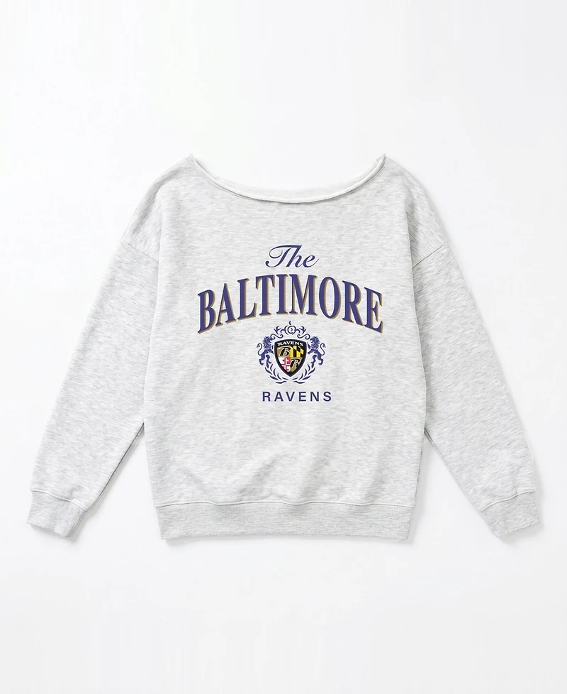 Gameday Couture Women's Baltimore Ravens Offsides Energy Off-Shoulder Graphic Sweatshirt