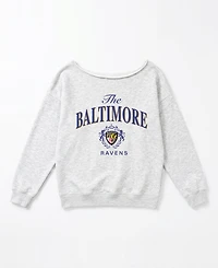 Gameday Couture Women's Baltimore Ravens Offsides Energy Off-Shoulder Graphic Sweatshirt