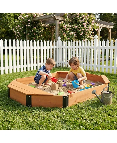 Yobtop Octagon Sandbox with Storage Benches, 260 Lb. Capacity, Ages 3-8