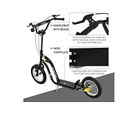 Yobtop Youth Scooter 16" Front/12" Rear Wheels, Adjustable Handlebar, Dual Brakes, Ages 5+