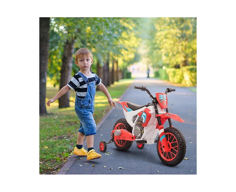 Yobtop 12V Electric Dirt Bike Battery-Powered Ride-On with Training Wheels, 66 lb. Capacity, Ages 3-5