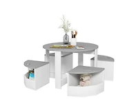 Yobtop Kids Table and Chairs Set - 5 Piece Toddler Set with Storage, Art Craft Drawing, Playroom Classroom Nursery
