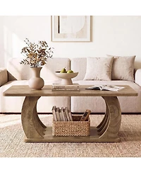 Tribesigns Rustic End Table,Wooden Side Table with Sturdy Base, Farmhouse Narrow Nightstand with Storage Shelf