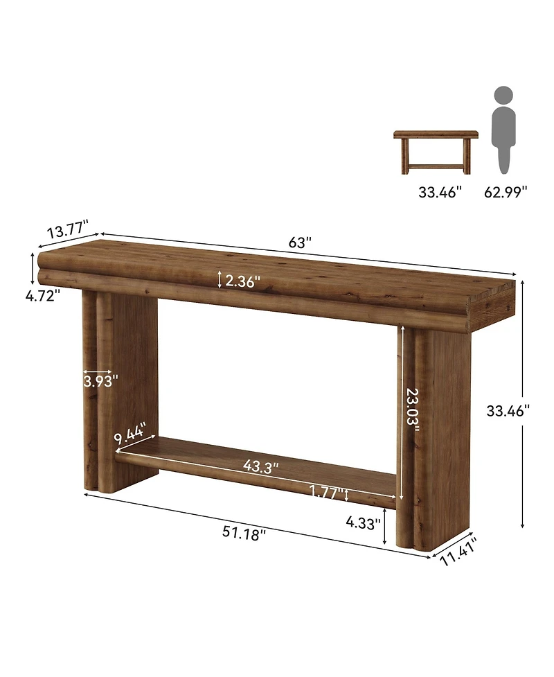 Tribesigns Solid Wood Console Sofa Table, Farmhouse Long Entryway Table Behind Couch