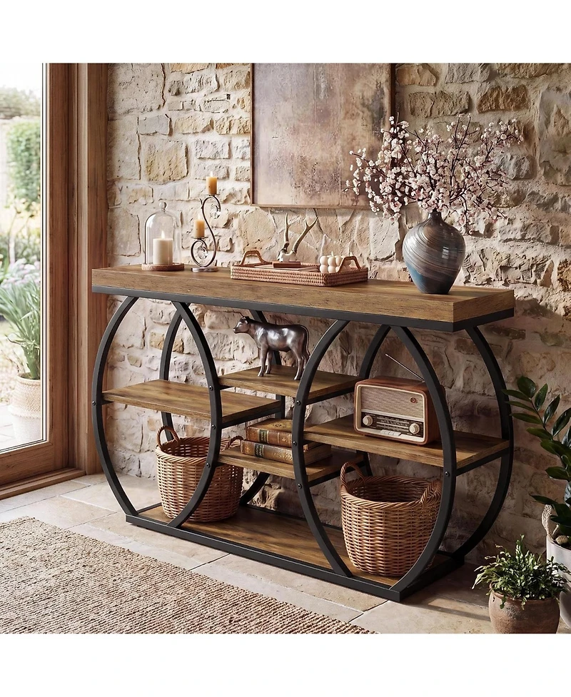 Tribesigns Extra Long Console Table, Narrow Sofa Table Behind Couch with Open Storage Shelf