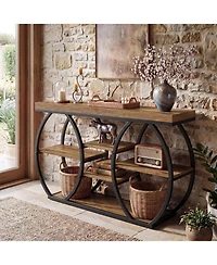 Tribesigns Extra Long Console Table, Narrow Sofa Table Behind Couch with Open Storage Shelf
