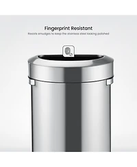 Home Zone Living 18 Gallon Stainless Steel Open Top Trash Can with Semi-Round Flat Back