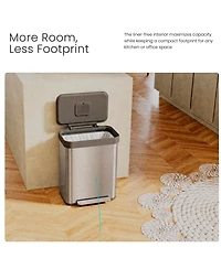 Home Zone Living 13 Gallon Stainless Steel Kitchen Trash Can with Soft-Close Step Pedal Lid