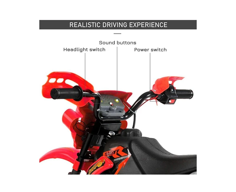 Yobtop 6V Kids Electric Motorcycle Dirt Bike Training-Wheel Battery-Powered Rechargeable Ride-On Toy, Ages 5+