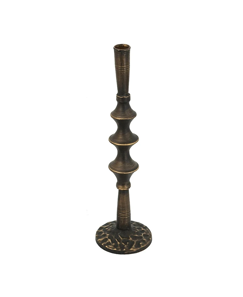 Yobtop Iron Candle Holders Set of 2 - Sculptural Victorian Taper Candlesticks, Durable 100% Cast Iron,Textured Finish with Tiered Design.