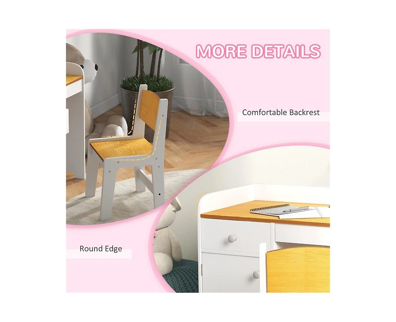 Yobtop Kids Desk and Chair Set with Storage Drawer - Study Desk for Children, Arts and Crafts, Snack Time, Homeschooling, Homework