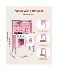 Yobtop Wooden Play Kitchen with Interactive Lights, Sounds & Accessories, Ages 3+