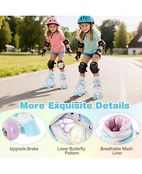 Sugift Kids Roller Skates with 4-Size Adjustment Light-Up Wheels and Triple Closure Ages 8-13