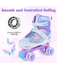 Sugift Expandable Quad Roller Skates for Older Kids with Reinforced Brake and Led Wheels Ages 9-14