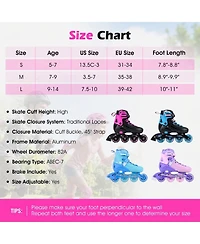 Sugift Kids Inline Skates with Aluminum Frame Traditional Laces and Glow Wheels Ages 7-9