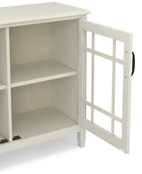 Simpli Home Connaught Solid Wood Low Storage Cabinet in Antique White