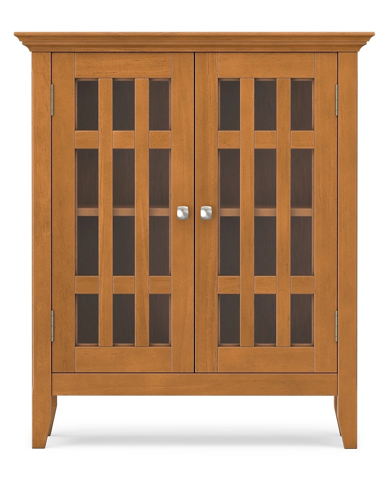 Simpli Home Bedford Solid Wood Low Storage Media Cabinet