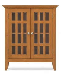 Simpli Home Bedford Solid Wood Low Storage Media Cabinet