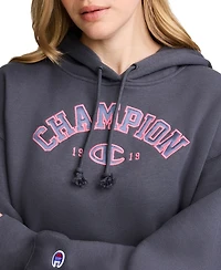 Champion Women's Fleece Long-Sleeve Satin Applique Hoodie