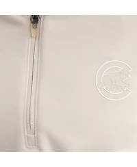 Fanatics Women's Beige Chicago Cubs Oversized Clutch Tri-Blend Half-Zip Pullover Sweatshirt