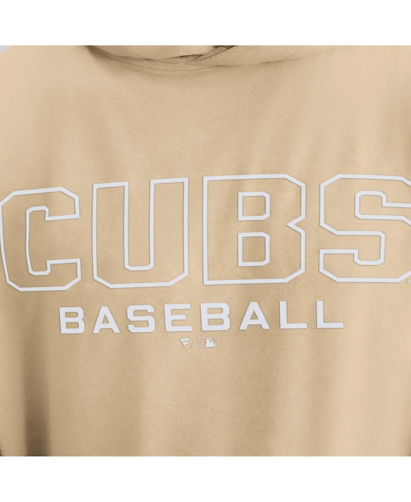 Fanatics Men's Khaki Chicago Cubs ClutchLong sleeves Hooded T-Shirt