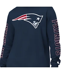 Starter Men's Navy New England Patriots Clutch Hit Ii Long-Sleeve T-Shirt
